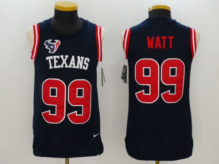 2017 Nike NFL Houston Texans #99 Watt Blue Men Stitched Limited Tank Top Jersey->new england patriots->NFL Jersey